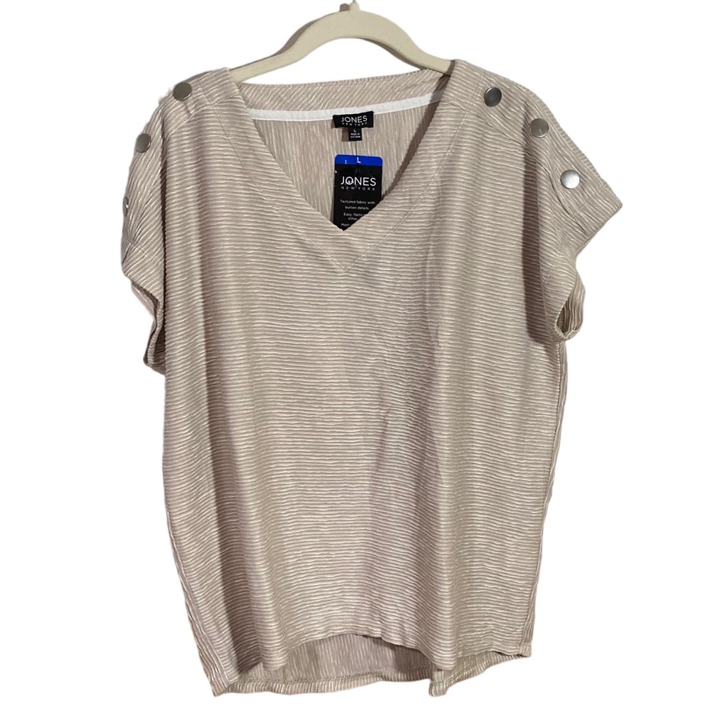 Jones New York NY Short Sleeve Top Blue Large High-Low